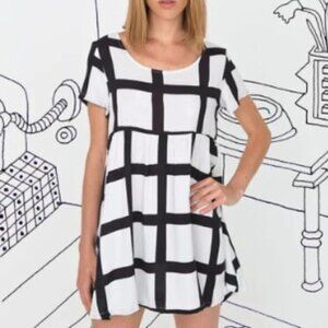 Nathalie du Pasquiler for American Apparel Gaza Grid Rayon Challis Dress sz XS/S
